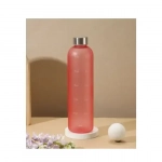 Μπουκάλι - Παγούρι Νερού 1L με δείκτες χρόνου για πρωί και απόγευμα Κόκκινο με Ασημί Καπάκι