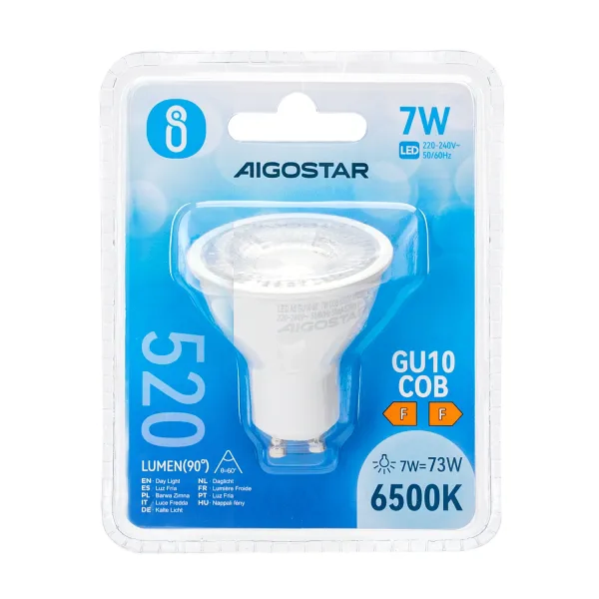 Λάμπα Led LED GU10 COB 7W Ψυχρό Λευκό 6500K 520lm Aigostar
