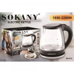 Γυάλινος Μίνι Βραστήρας 1lt 2200W Μαύρος Sokany SK-613