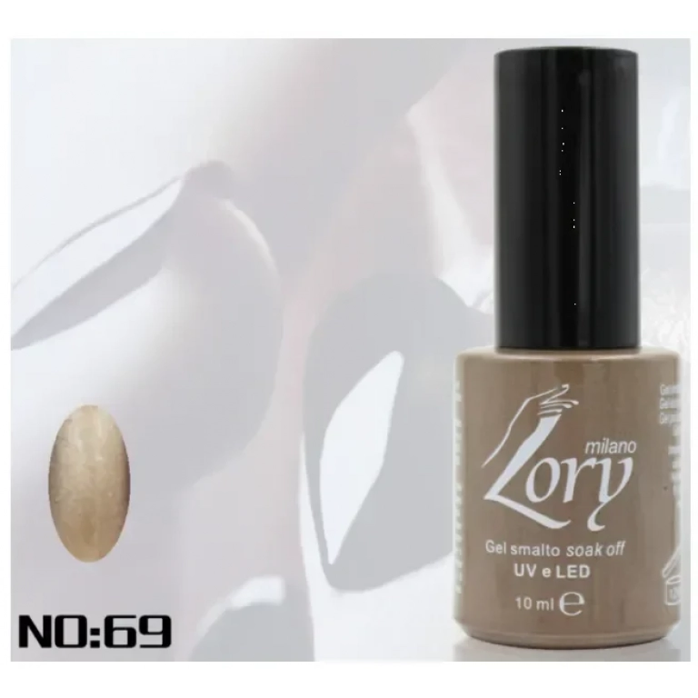 Ημιμόνιμο Βερνίκι Νυχιών no. 69 Smalto Gel Soak Off UV&LED 10ml Lory Milano Μπεζ Χρυσό