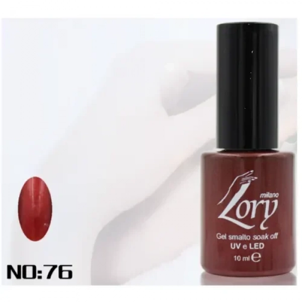 Ημιμόνιμο Βερνίκι Νυχιών no. 76 Smalto Gel Soak Off UV&LED 10ml Lory Milano Μπορντώ με Χρυσόσκονη
