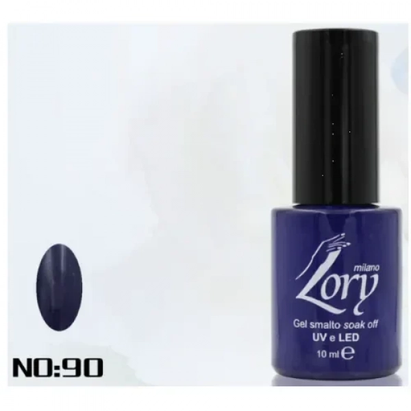 Ημιμόνιμο Βερνίκι Νυχιών no. 90 Smalto Gel Soak Off UV&LED 10ml Lory Milano Μωβ Μπλε με Γυαλάδα