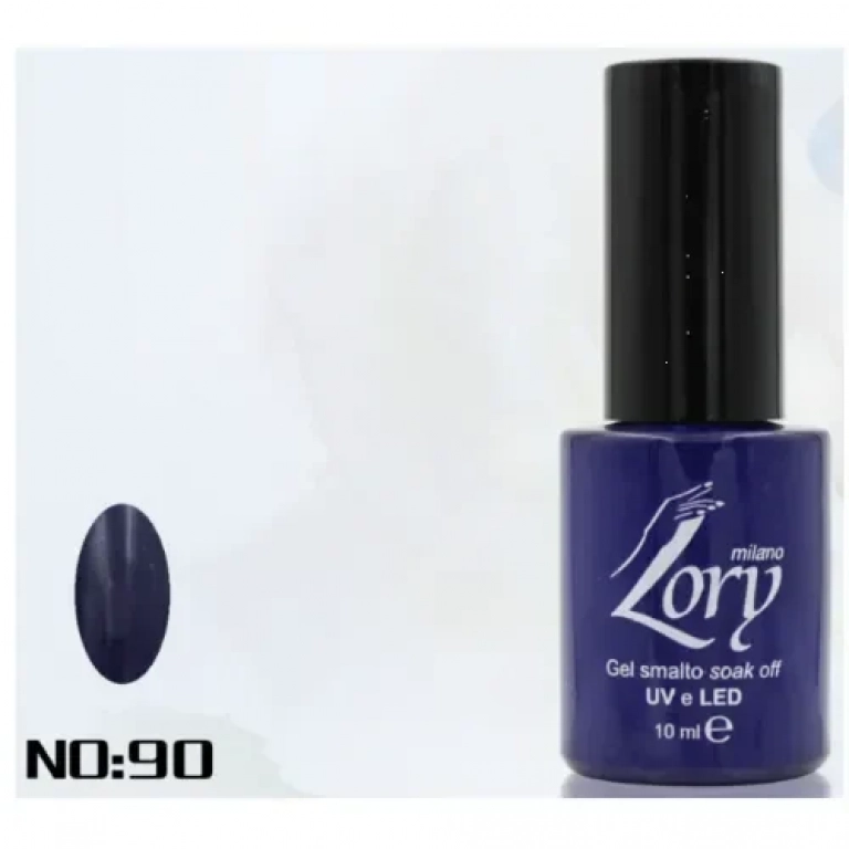 Ημιμόνιμο Βερνίκι Νυχιών no. 90 Smalto Gel Soak Off UV&LED 10ml Lory Milano Μωβ Μπλε με Γυαλάδα