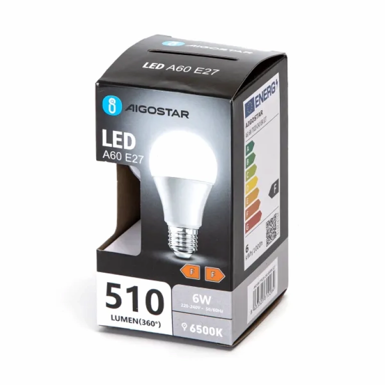 Λάμπα Led A60 E27 6W Ψυχρό Λευκό 6500K 510lm Aigostar