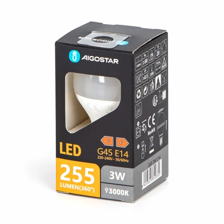 Λάμπα Led G45 E14 3W Θερμό Λευκό 3000K 255lm Aigostar