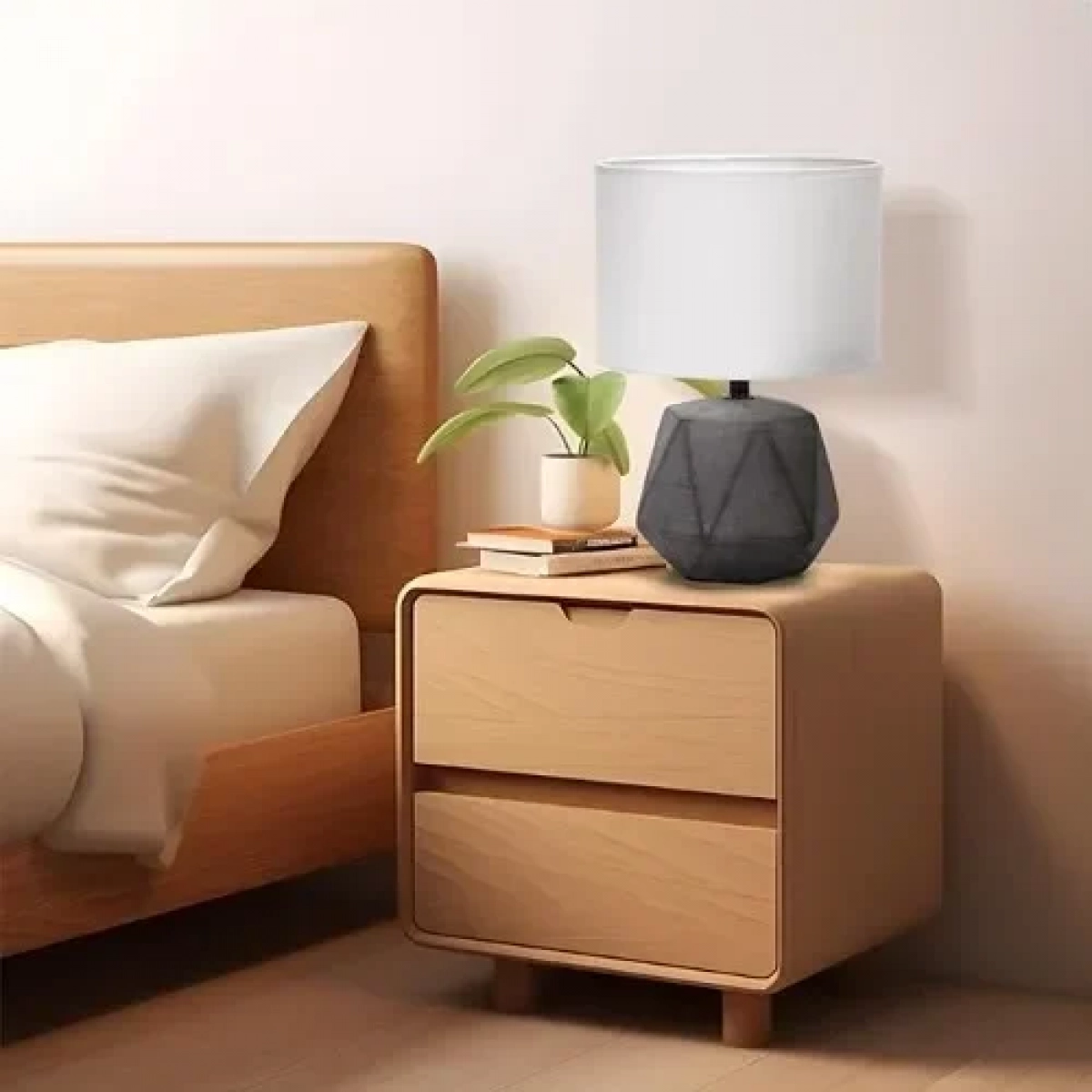 Aigostar Κεραμικό Πορτατίφ Ε14 40W 20x29 cm Λευκό Καπέλο και Σκούρα Γκρι Diamond Βάση