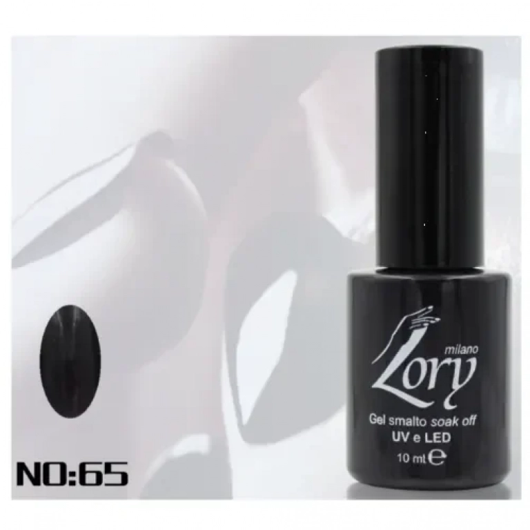 Ημιμόνιμο Βερνίκι Νυχιών no. 65 Smalto Gel Soak Off UV&LED 10ml Lory Milano Μαύρο