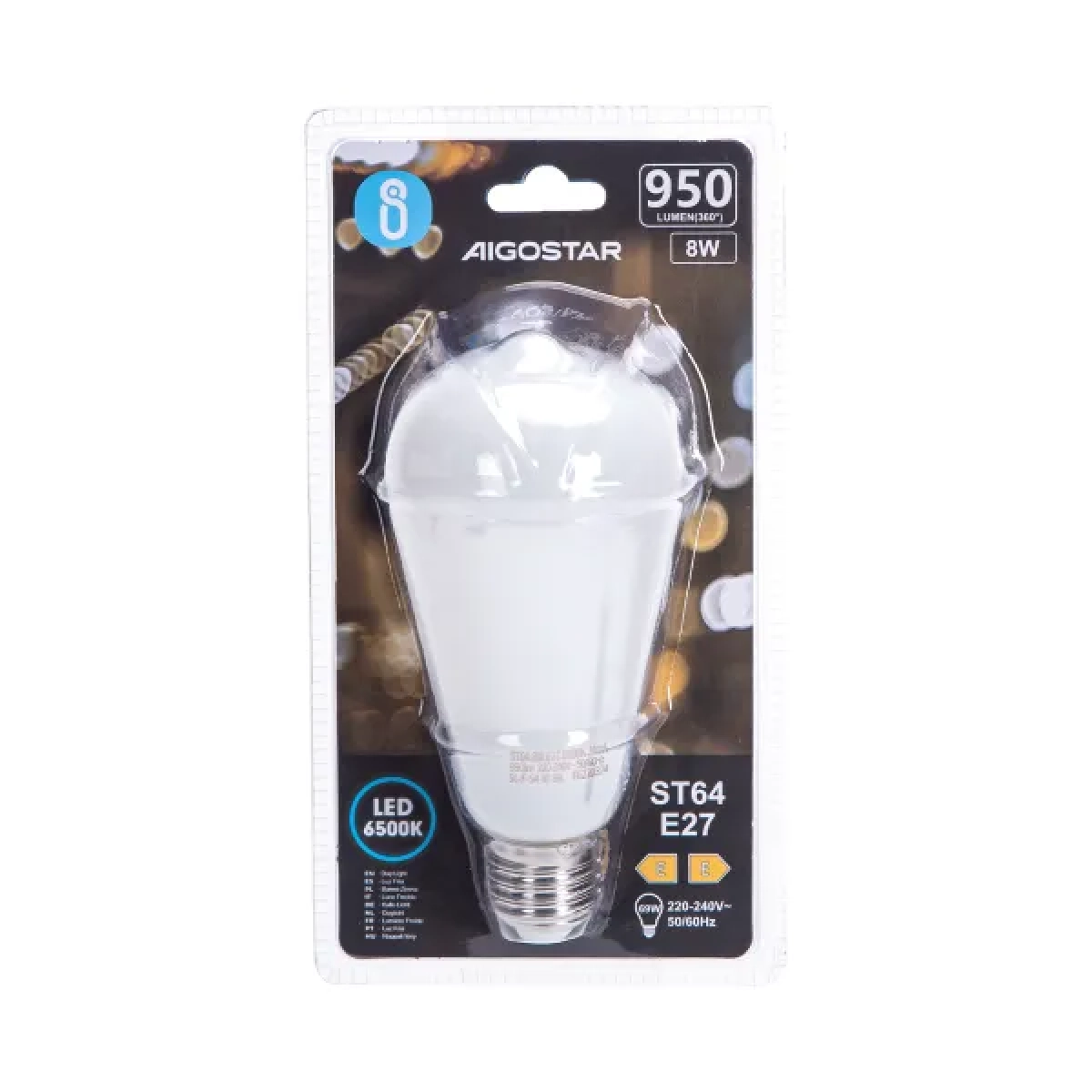 Λάμπα LED Νήματος Milky White ST64 E27 8W Ψυχρό Λευκό 6500K 950lm Aigostar