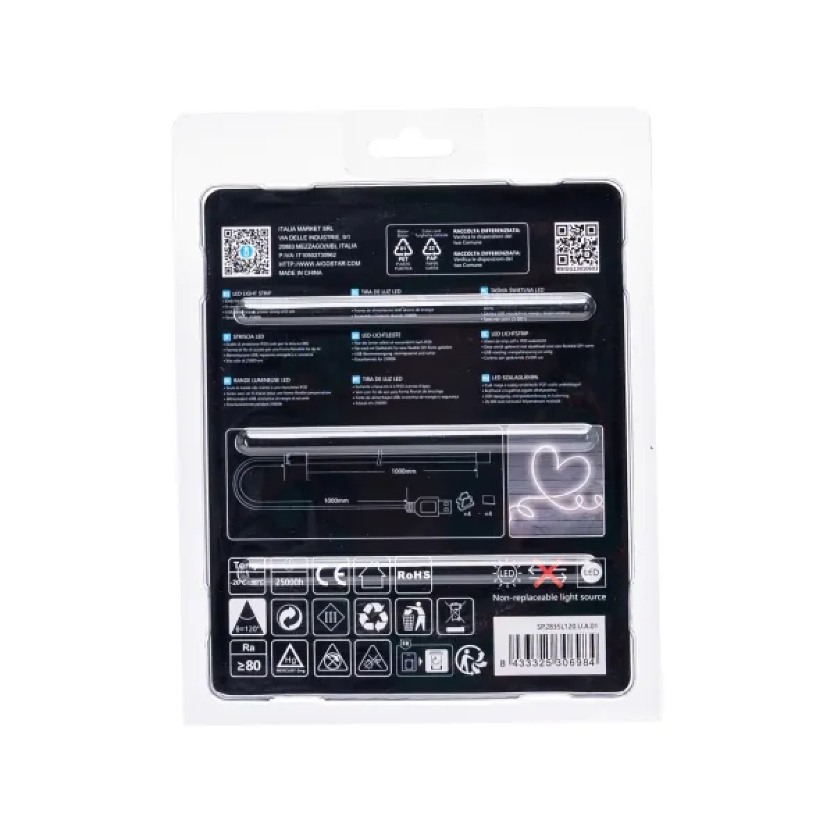 Ταινία LED Neon USB 1m 120LED Ψυχρό Λευκό 6500K 4.9W 450lm