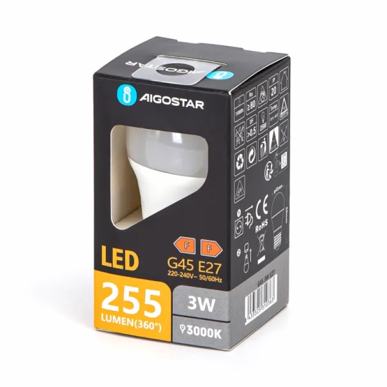 Λάμπα Led G45 E27 3W Θερμό Λευκό 3000K 255lm Aigostar