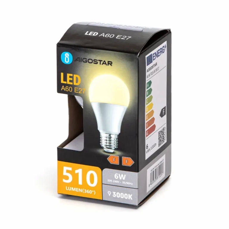 Λάμπα Led A60 E27 6W Θερμό Λευκό 3000K 510lm Aigostar