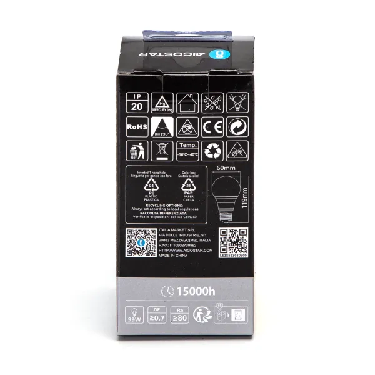 Λάμπα Led A60 E27 15W Φυσικό Λευκό 4000K 1500lm Aigostar