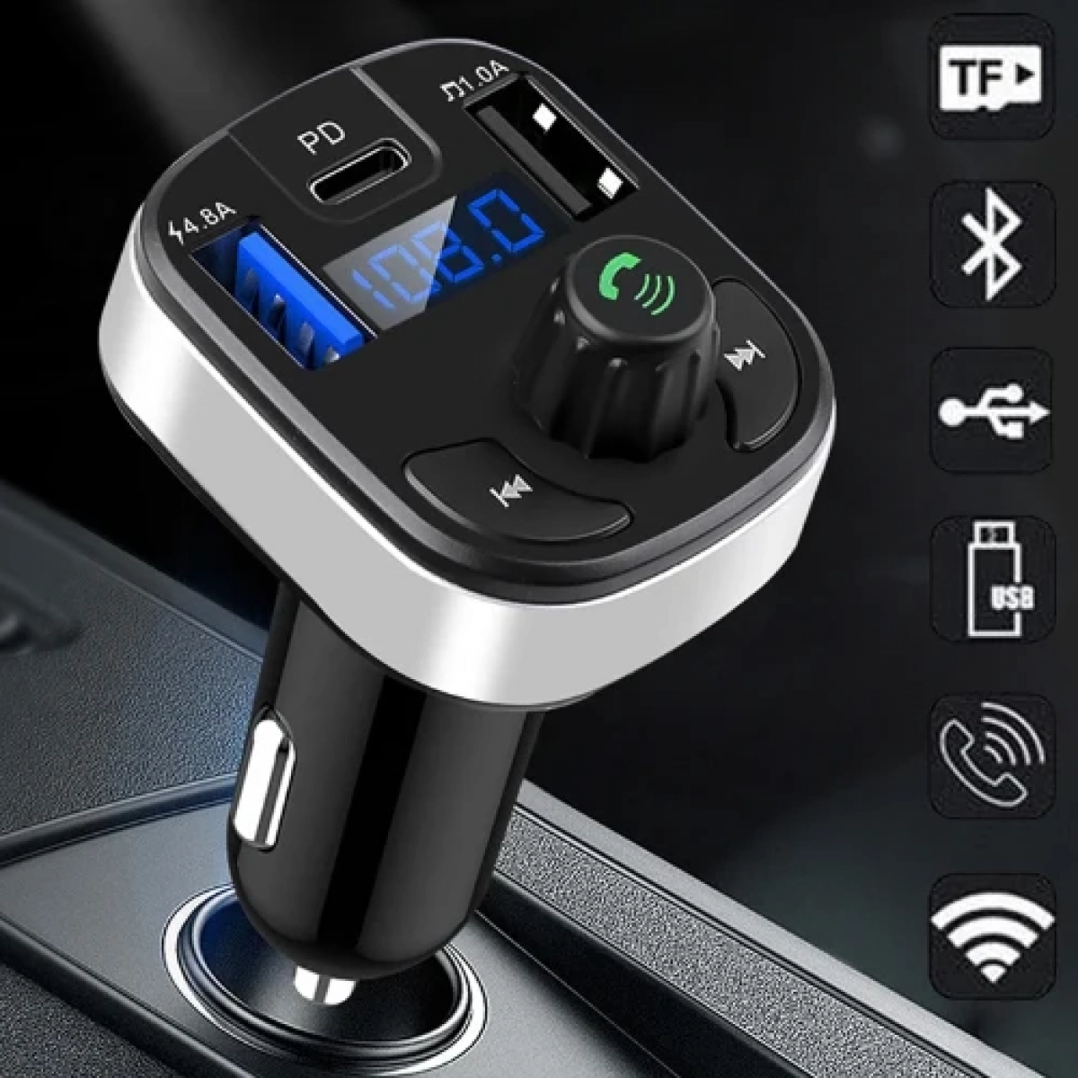 Wireless FM Transmitter με 2 USB και υποδοχή κάρτας μνήμης Andowl Q-C58 μαύρο