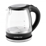 Γυάλινος Μίνι Βραστήρας 1lt 2200W Μαύρος Sokany SK-613