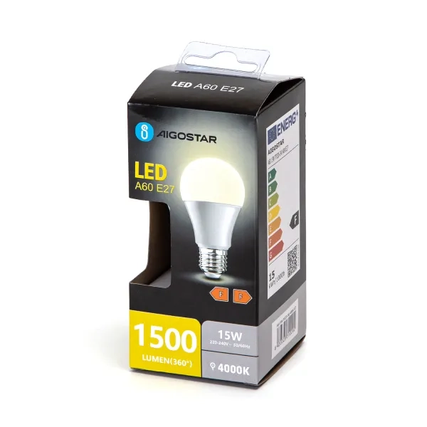 Λάμπα Led A60 E27 15W Φυσικό Λευκό 4000K 1500lm Aigostar