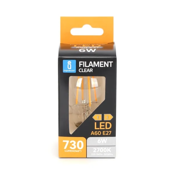 Λαμπτήρας Νήματος LED A60 Ε27 6W 2700K 730lm AIGOSTAR