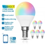 Smart WiFi Λάμπα Led E14 G45 6.5W 555lm 2700K-6500K RGB+CCT Aigostar