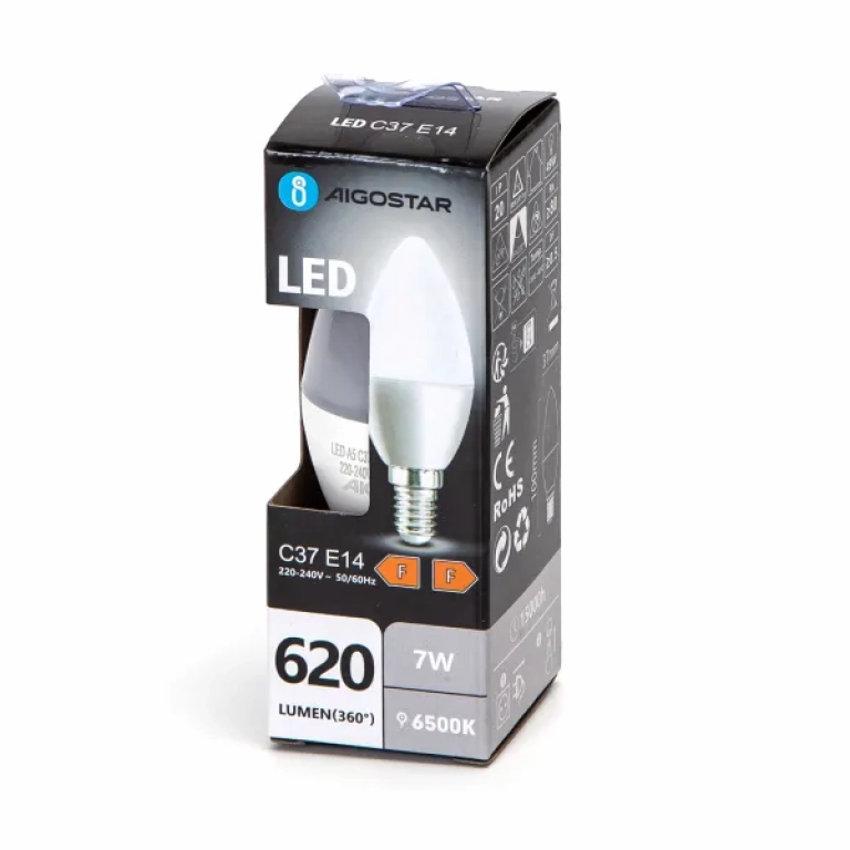 Λάμπα Led C37 E14 7W Ψυχρό Λευκό 6500K 620lm Aigostar