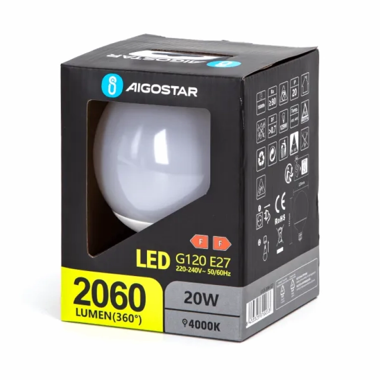 Λάμπα Led E27 G120 20W Φυσικό Λευκό 4000K 2060lm Aigostar