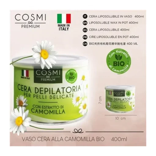Cosmi Milano Κερί Αποτρίχωσης Λιποδιαλυτό σε Βάζο 400ml Bio με Εκχύλισμα Χαμομηλιού