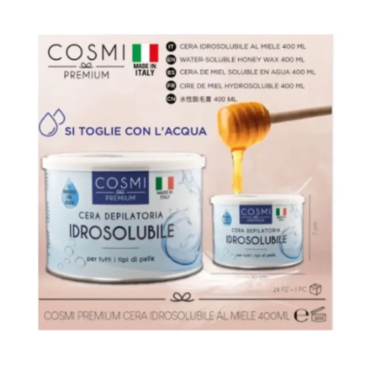 Cosmi Milano Κερί Αποτρίχωσης Υδατοδιαλυτό σε Βάζο 400ml με Μέλι - Image 3