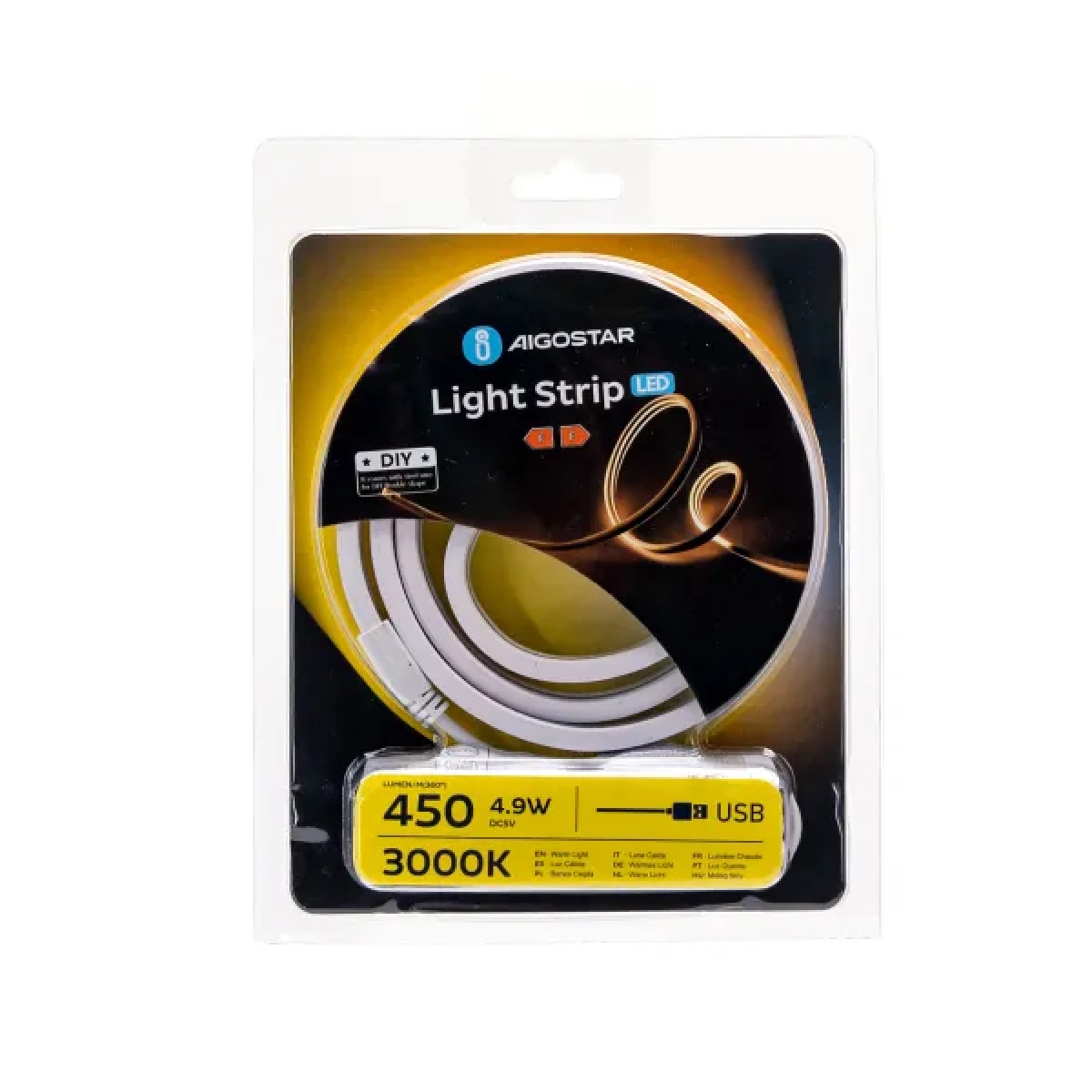 Ταινία LED Neon USB 1m 120LED Θερμό Λευκό 3000K 4.9W 450lm