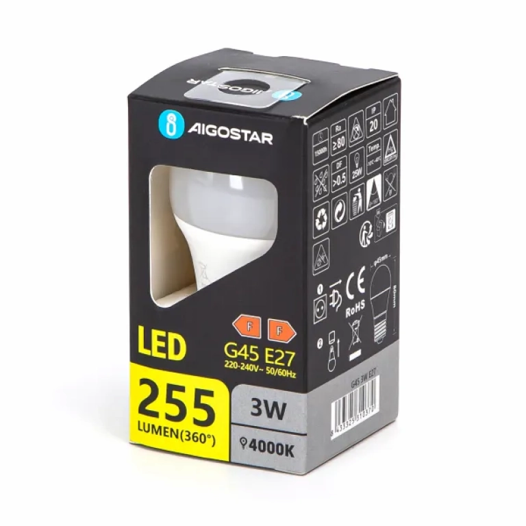 Λάμπα Led G45 E27 3W Φυσικό Λευκό 4000K 255lm Aigostar
