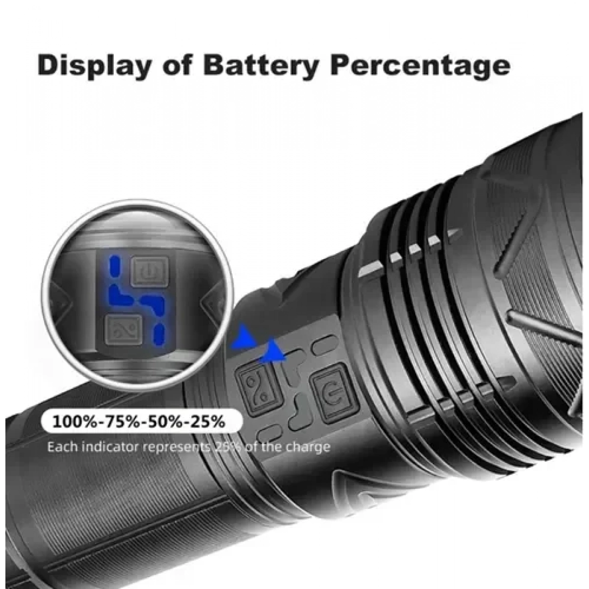 Επαναφορτιζόμενος Φακός LED Αδιάβροχος IP67 με Μέγιστη Φωτεινότητα 40000lm BL-G500-6 Μαύρος - Image 2