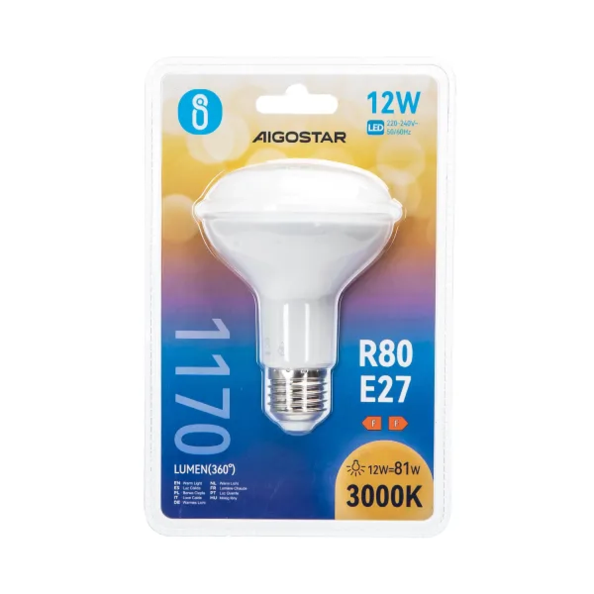 Λάμπα Led LED R80 E27 12W Θερμό Λευκό 3000K 1170lm Aigostar