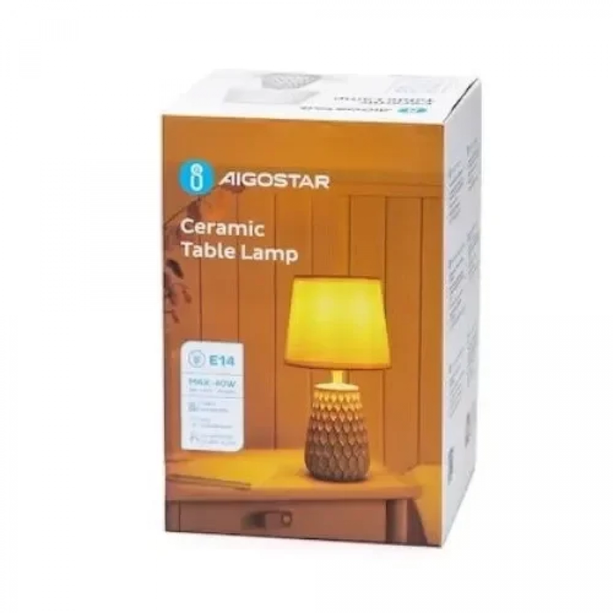 Aigostar Κεραμικό Πορτατίφ Ε14 40W 15x29.5 cm Λευκό Καπέλο και Λευκή Βάση