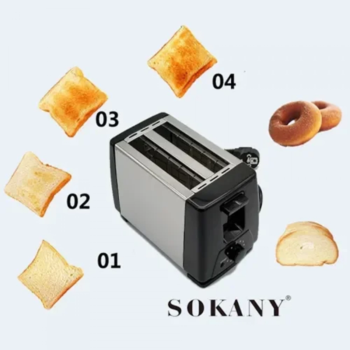 Ηλεκτρική φρυγανιέρα 2 θέσεων Sokany 700W HJT-016S - Image 4