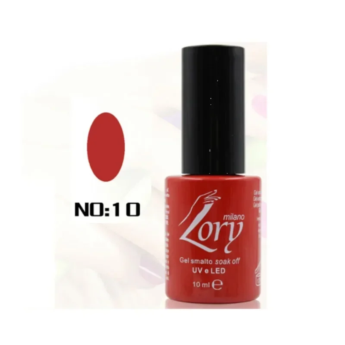 Ημιμόνιμο Βερνίκι Νυχιών no. 10 Smalto Gel Soak Off UV&LED 10ml Lory Milano Κόκκινο