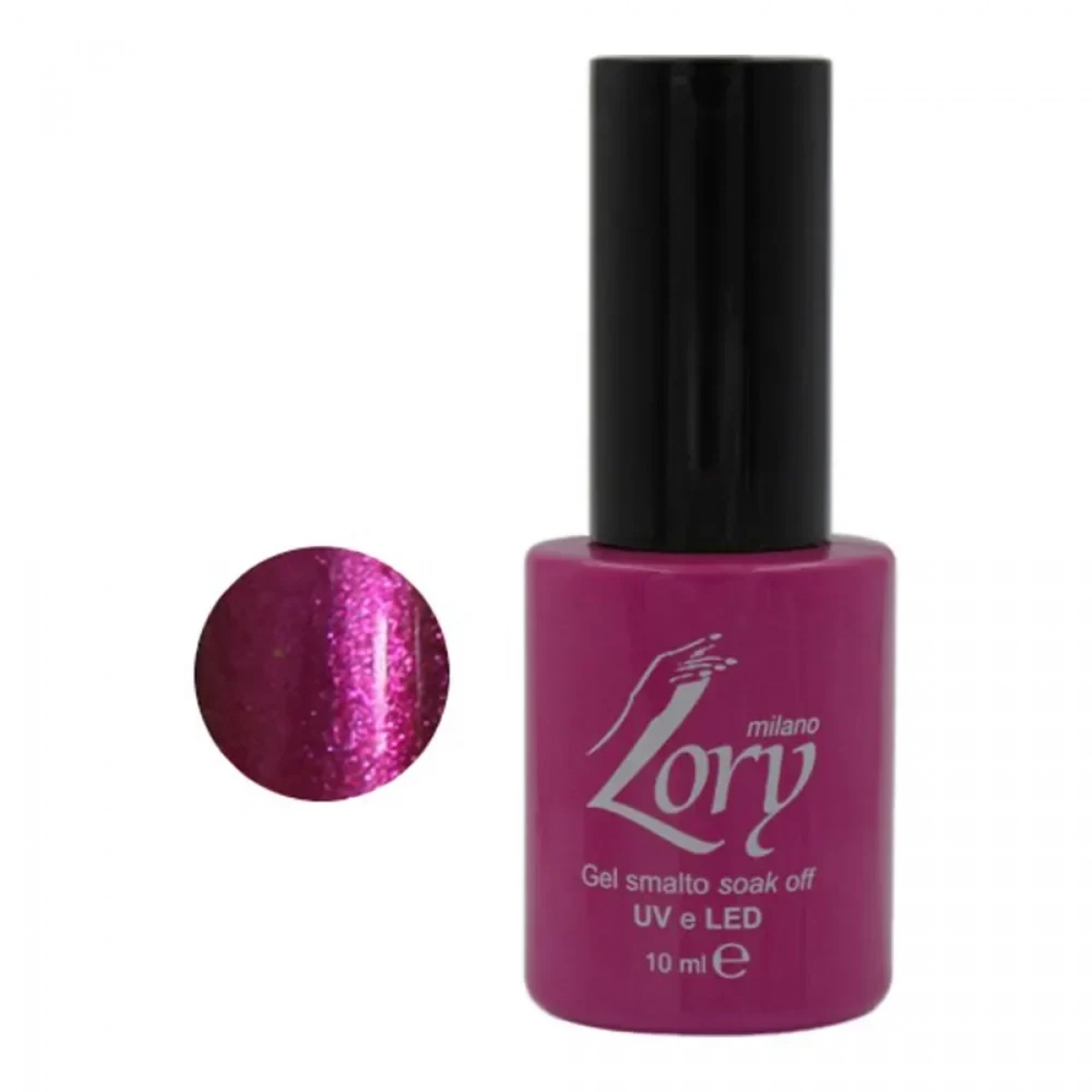 Ημιμόνιμο Βερνίκι Νυχιών no. 103 Smalto Gel Soak Off UV&LED 10ml Lory Milano Μωβ Ανοιχτό με Χρυσόσκονη