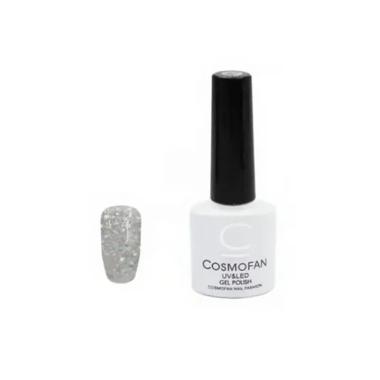 Ημιμόνιμο βερνίκι νυχιών no. 124 Smalto Gel Cosmofan UV&LED Gel Polish 7.5ml ασημί