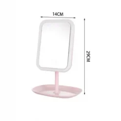 Καθρέπτης μακιγιάζ επιτραπέζιος με LED φωτισμό 14x29cm 93315 ροζ