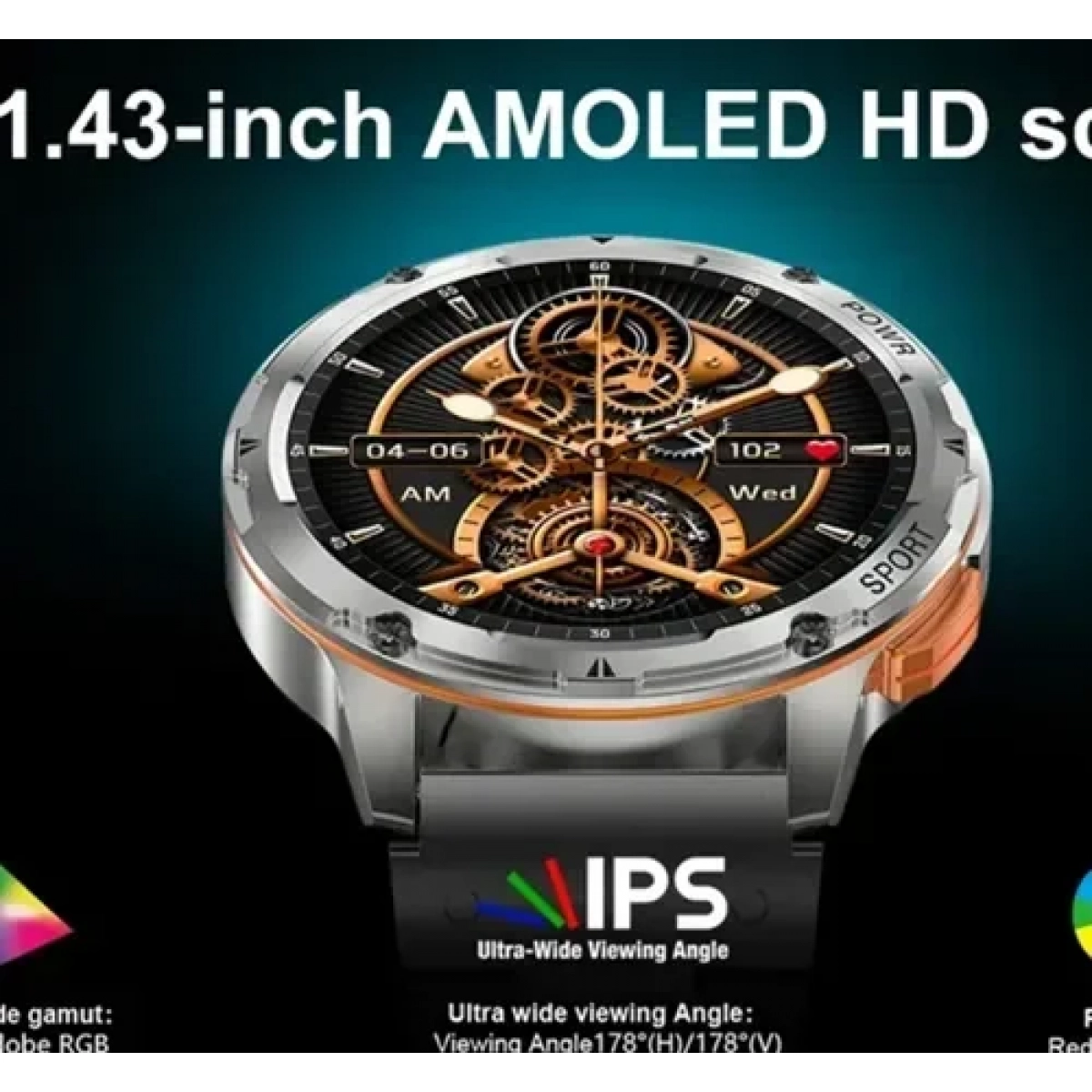 Smartwatch με παλμογράφο και ειδοποίηση κλήσεων TKY-AK59 ασημί - Image 3