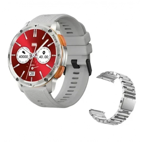 Smartwatch με παλμογράφο και ειδοποίηση κλήσεων TKY-AK59 ασημί