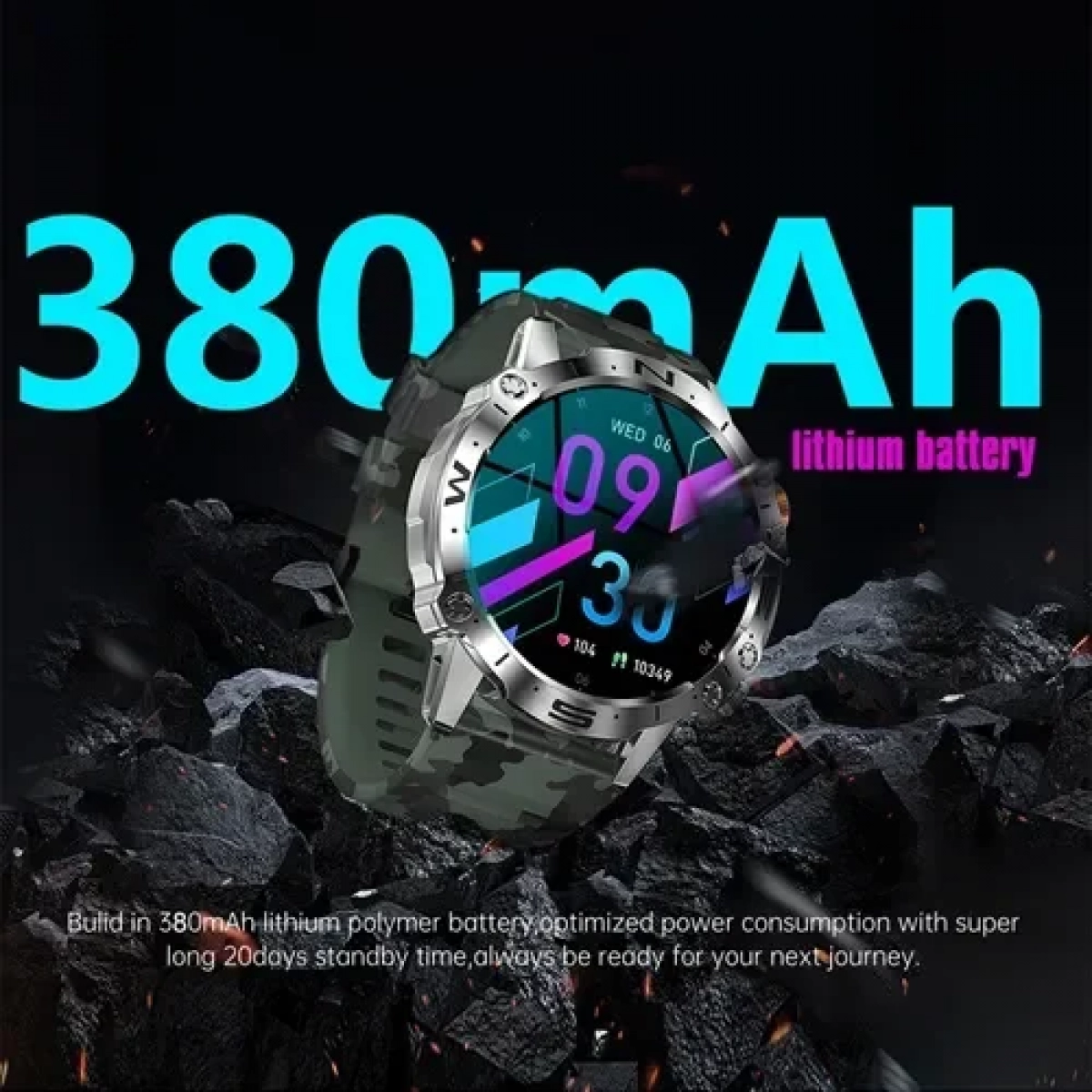 Smartwatch με παλμογράφο και ειδοποίηση κλήσεων TKY-K59 γκρι - Image 3