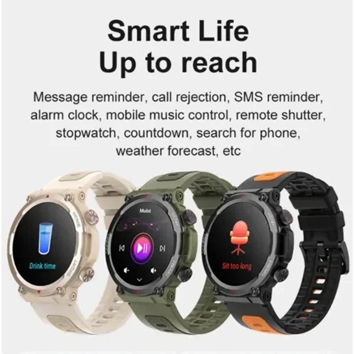 Smartwatch με παλμογράφο και ειδοποίηση μηνυμάτων TKY-S56T desert white - Image 7
