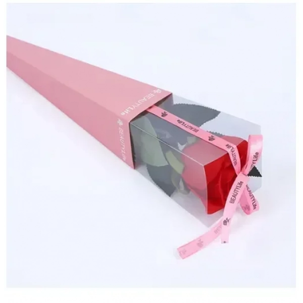 Τριαντάφυλλο για δώρο σε κώνο 42cm – ροζ