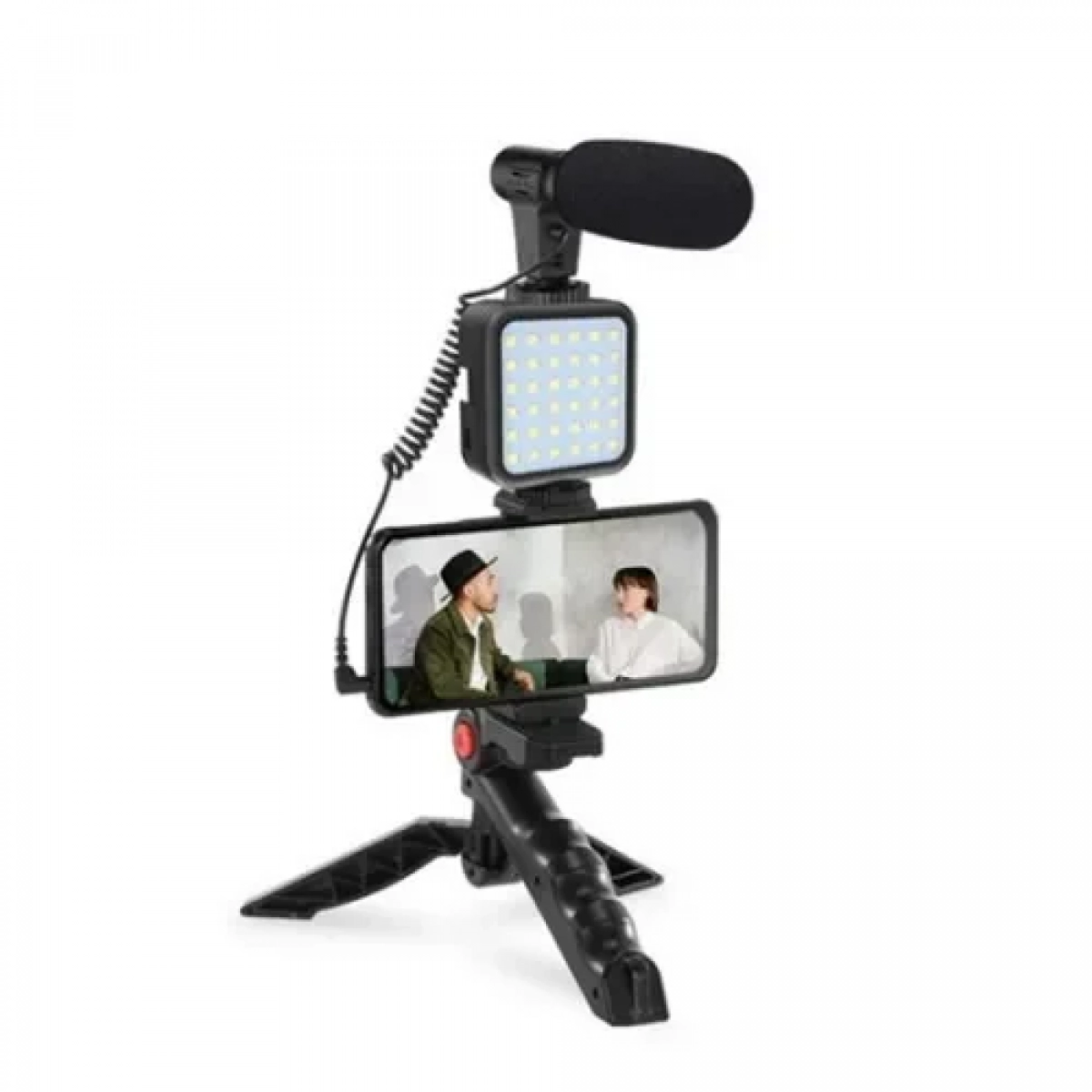 Τρίποδο με βάση κινητού, μικρόφωνο & LED φως - Vlogging Video Kit Jumpflash KIT-01LM - Image 2