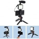 Τρίποδο με βάση κινητού, μικρόφωνο & LED φως - Vlogging Video Kit Jumpflash KIT-01LM - Image 4