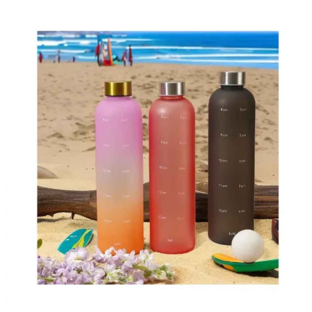 Μπουκάλι - Παγούρι Νερού 1L με δείκτες χρόνου για πρωί και απόγευμα