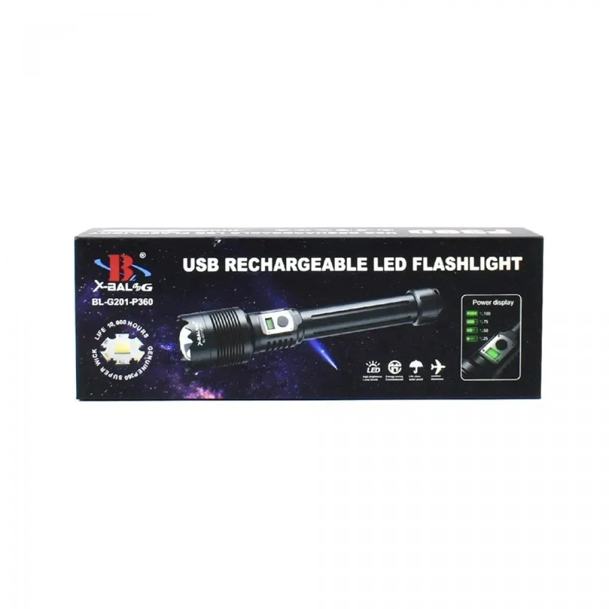 LED Επαναφορτιζόμενος Φακός Χειρός X-Balog BL-G201-P360