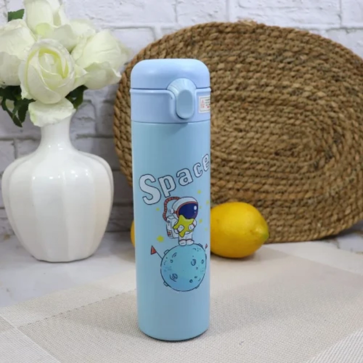 Παγούρι Θερμός 400ml από ανοξείδωτο ατσάλι X321 με σχέδιο αστροναύτη Γαλάζιο