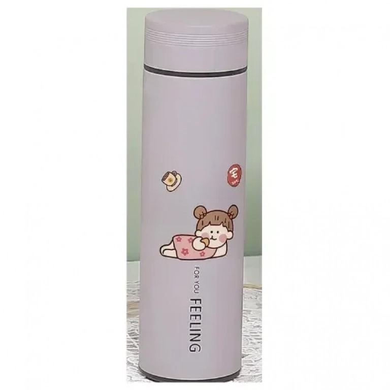 Παγούρι Θερμός 450ml από ανοξείδωτο ατσάλι Feeling DIY Graphics M-6201W Μωβ