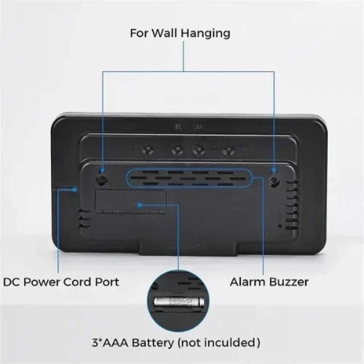 Ηλεκτρονικό Ρολόι LED Επαναφορτιζόμενο SDS-23407 Μαύρο με Κόκκινο Φωτισμό