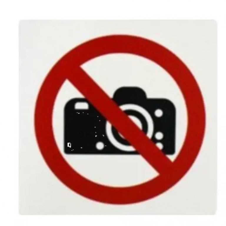 Αυτοκόλλητη Πινακίδα Απαγόρευσης Λήψης Φωτογραφιών 10x10cm SDS-13709