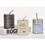 Παγούρι Θερμός 320ml από ανοξείδωτο ατσάλι με Καλαμάκι "Good Morning" LD-888-3-320