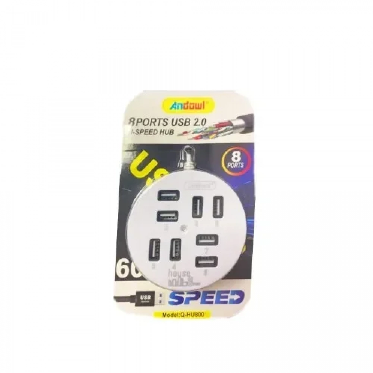 Andowl USB 2.0 HI-SPEED Hub 8 Θυρών Με Καλώδιο 60cm Q-HU800 Λευκό